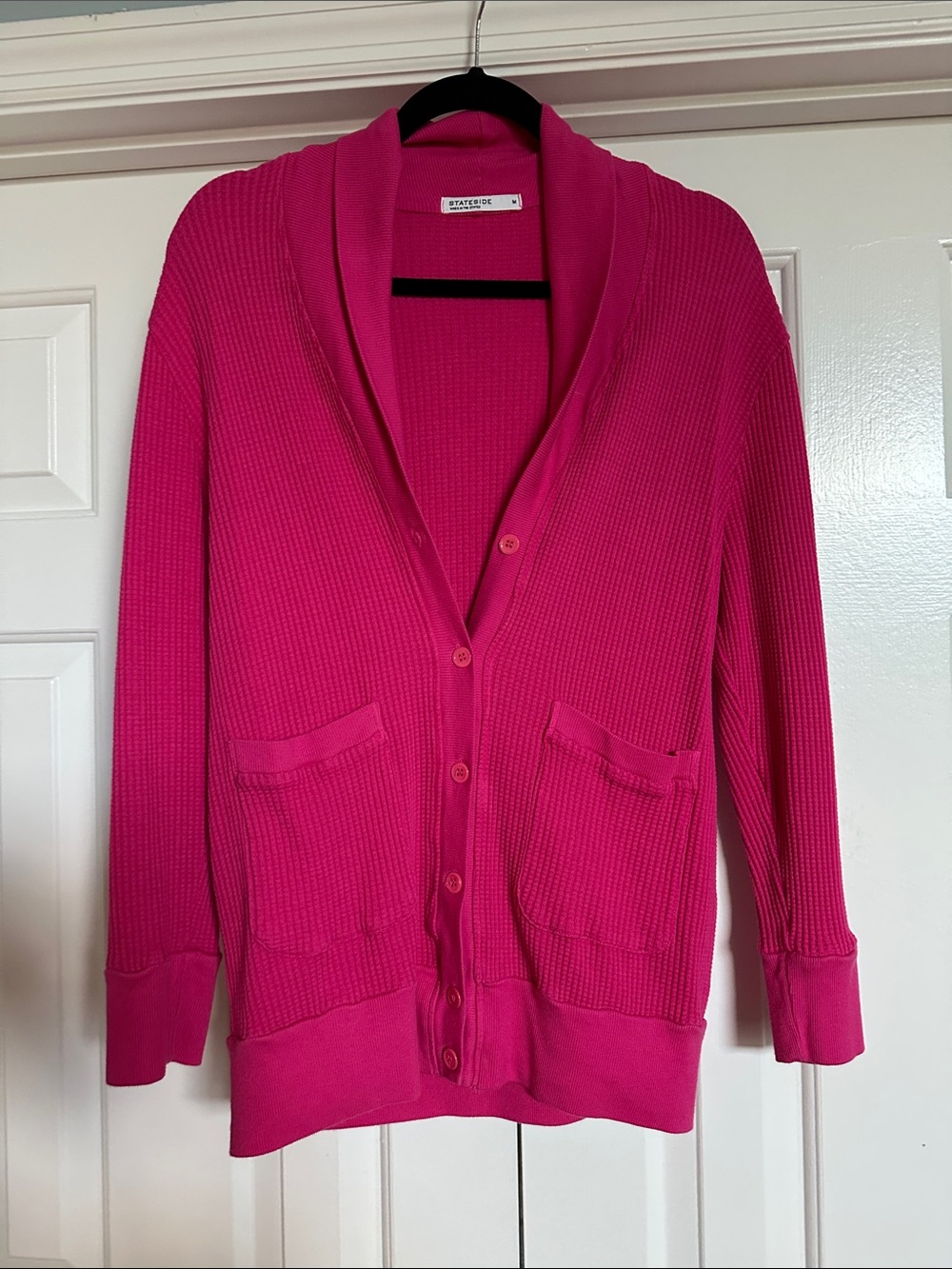Stateside Bright Fuchsia Shawl Collar Button-Front Cardigan